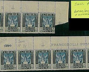 colonie Italiane - LIBIA LYBIA: Sassone 31 x 10 : bordo d'angolo + numero tavola