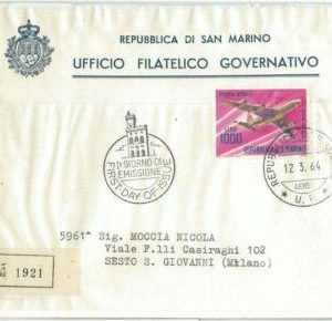 71873 - SAN MARINO - POSTAL HISTORY -  1964  AVIATION Airplane  FDC