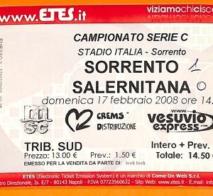 C2125- Vecchio BIGLIETTO PARTITA CALCIO - 2008 SORRENTO VS SALERNITANA