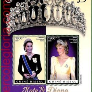 B1480 - GUINE-BISSAU - ERROR MISPERF Stamp Sheet -2023 - PRINCESSES KATE&DIANA