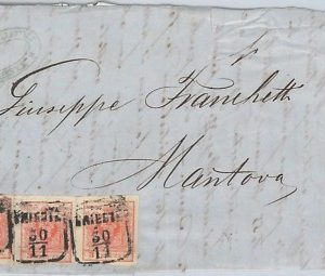 66058 - AUSTRIA - STORIA POSTALE :   3 Kr * 3 su BUSTA  da TRIESTE 1853