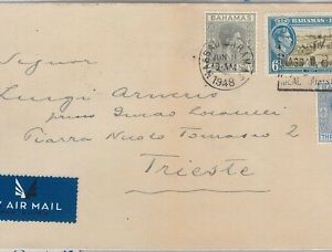 56280  - BAHAMAS -  POSTAL HISTORY: 10 p rate on COVER to Trieste ITALY 1948
