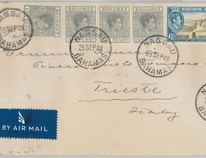 56278  - BAHAMAS -  POSTAL HISTORY: 10 p rate on COVER to Trieste ITALY 1948