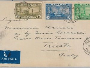 56287  - BAHAMAS -  POSTAL HISTORY: 10 p rate on COVER to Trieste ITALY 1949