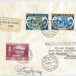 71922 -  VATICANO -  STORIA POSTALE -  Sassone  227/8 su  FDC RACCOMANDATA 19517