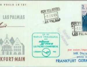 83184 - SPAIN - Postal History - FIRST FLIGHT:  Las Palmas - Frankfurt 1963 # 53