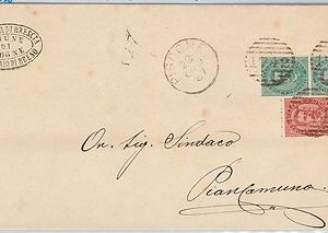 ITALIA REGNO storia postale - 37 coppia + 38 su BUSTA da PISOGNE - NUMERALE 1742