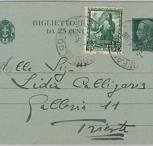 53605 - REGNO - INTERO POSTALE: Biglietto postale con francobollo DANTE 1939
