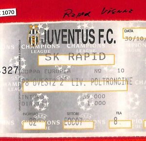 C1070 - Vecchio BIGLIETTO PARTITA CALCIO - 1996 / 1997  JUVENTUS vs SK RAPID