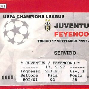 C1081 - Vecchio BIGLIETTO PARTITA CALCIO - 1997 / 1998  JUVENTUS vs  FEYENOORD