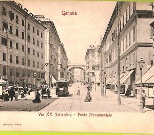 aa9258- CARTOLINA D'EPOCA  GENOVA Città : Via XX Settembre-Ponte Monumentale