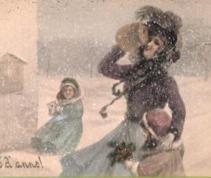 ab6715 - VINTAGE POSTCARD - Glamour Ladies NEW YEARS Greetings