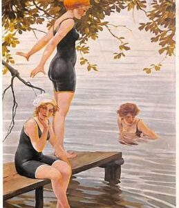 ab6720 - VINTAGE POSTCARD-Glamour Ladies Donnine-ARTIST SIGNED-Rich Borrmeister