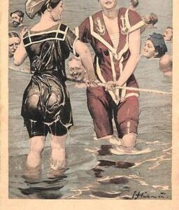 ab6718 - VINTAGE POSTCARD - Glamour Ladies Donnine ARTIST SIGNED Bathing Costume
