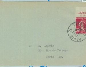 86676 - FRANCE - Postal History - Advertising Stamp on COVER 1930  Secours FIRE