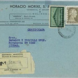 98928 - ARGENTINA - POSTAL HISTORY - Registered  COVER  1954   Evita