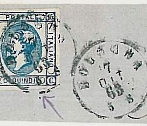 36093  - Varietà  ITALIA REGNO:  Sassone 13c su frammento - Bello!