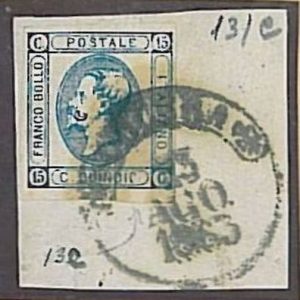 36094 - Varietà  ITALIA REGNO:  Sassone 13c su frammento - Bello!