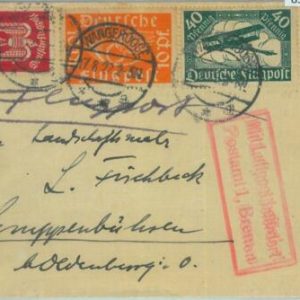 85195 - GERMANY - POSTAL HISTORY - AIRMAIL  COVER 1922 Aviation