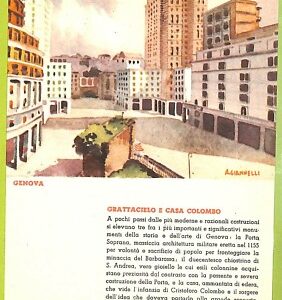 aa9393- CARTOLINA D'EPOCA  GENOVA Città : Grattacielo e casa Colombo