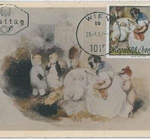 32953 -  AUSTRIA - MAXIMUM CARD : art CHILDREN  - 1967
