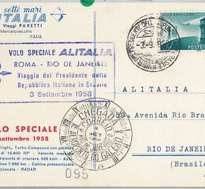 65322  - STORIA POSTALE - AVIAZIONE:  VOLO SPECIALE  Roma - Rio de Janeiro 1958
