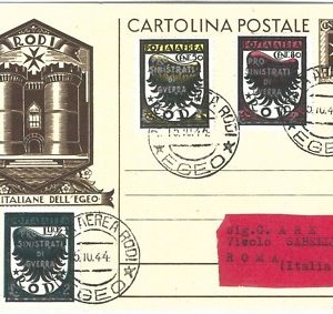 71421 -  Colonie Italiane EGEO Rodi  - INTERO POSTALE  Filagrano CI 3 annullato