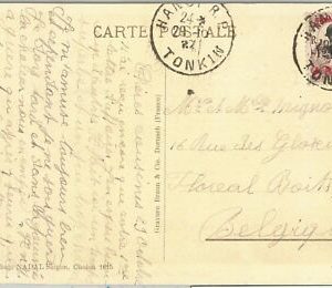 56245 - VIETNAM - POSTAL HISTORY: POSTCARD Cholon to BELGIUM 1910