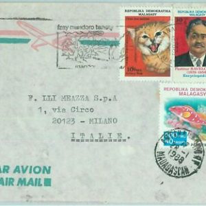 67524 - MADAGASKAR - Postgeschichte - BRIEF nach ITALIEN 1988 - KATZEN Waldbrand