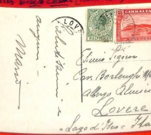 aa2337 - GIBRALTAR - Postal History - CARD postmarked on ITALIAN ship! CESAR