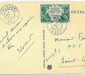 14792 - SENEGAL AOF - Postgeschichte - POSTKARTE mit Poststempel TIVAOUANE 1934