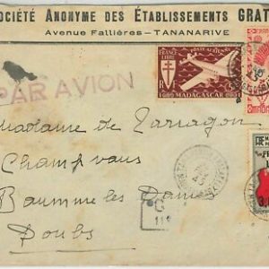 44939 - MADAGASKAR - POSTGESCHICHTE - UMSCHLAG 1945 FLUGZEUG / KARTEN