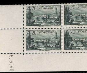 94863b - FRANCE - STAMPS - Yvert # 394 - CORNER block of 4 COIN DATED