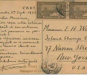 44881 - Guadeloupe - POSTAL HISTORY - POSTCARD to USA 1938
