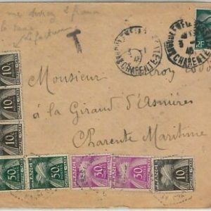42033 - FRANCE - POSTAL HISTORY - COVER franked with 2 Fr taxed a further 2 Fr