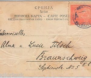 SERBIA Србија Srbija-  POSTAL HISTORY - POSTCARD: BELGRADE to Braunschweig