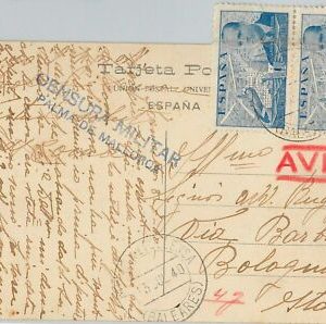 41541 - SPANIEN España - POSTGESCHICHTE - POSTKARTE nach ITALIEN Zensur...