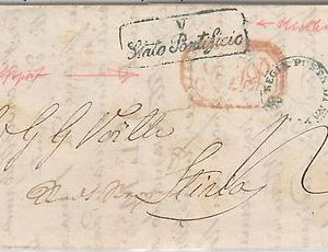 STATO PONTIFICO -  PRECURSORI busta prefilatelica: NAPOLI a AUSTRIA 1846