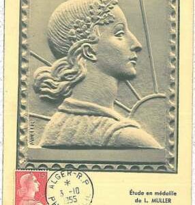 38751 - Algerien - POSTGESCHICHTE - MAXIMUM KARTE 1955 - KUNST so