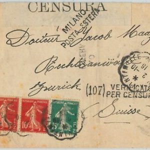 FRANKREICH - POSTGESCHICHTE: BRIEF VON NIZZA IN DIE SCHWEIZ 1916 -...