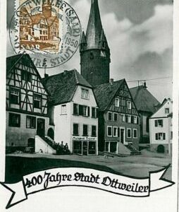 10481 - SAAR - POSTAL HISTORY: MAXIMUM CARD - Architecture 1950
