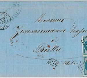 42044 - FRANCE - POSTAL HISTORY - Yvert # 14A pair on COVER to ITALY 1862