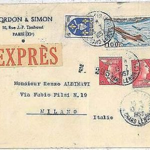 FRANKREICH - BRIEF - EXPRESS nach MAILAND - ITALIEN 1957