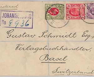 52000  Orange River +  Transvaal + Cape of Good Hope - COVER to SWITZERLAND 1911
