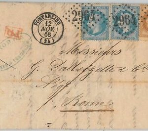 FRANKREICH - POSTGESCHICHTE: BRIEF von PONTALIER: LOSANGE STEMPEL # 2964 -1868