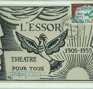 68635 - FRANKREICH - Postgeschichte - MAXIMUM KARTE 1955 - THEATER Vögel