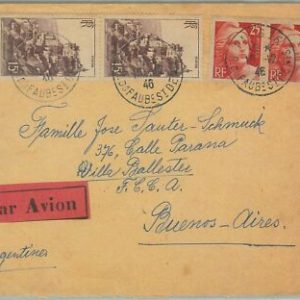 69928 - FRANKREICH - POSTGESCHICHTE - FLUGPOSTBRIEF nach ARGENTINIEN 1946