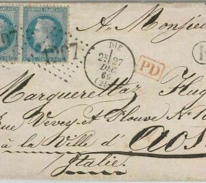 42004 FRANCE - POSTAL HISTORY - Yvert # 29 Pair on COVER from DIE # 1297 to...