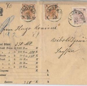 46222 - AUSTRIA Österreich- POSTAL HISTORY:FORMULAR COVER : Money enveloppe 1902