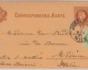 50557-AUSTRIA Österreich-POSTAL HISTORY:STATIONERY CARD Ganzsachen to MODENA1883